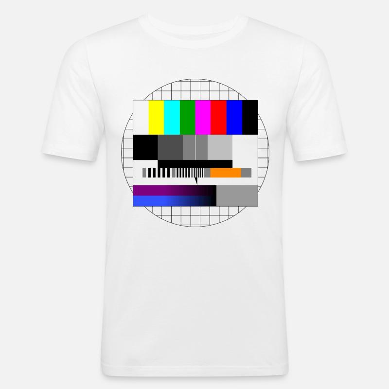 Sendeschluss Sendepause Testbild - Männer Slim Fit T-Shirt - Weiß