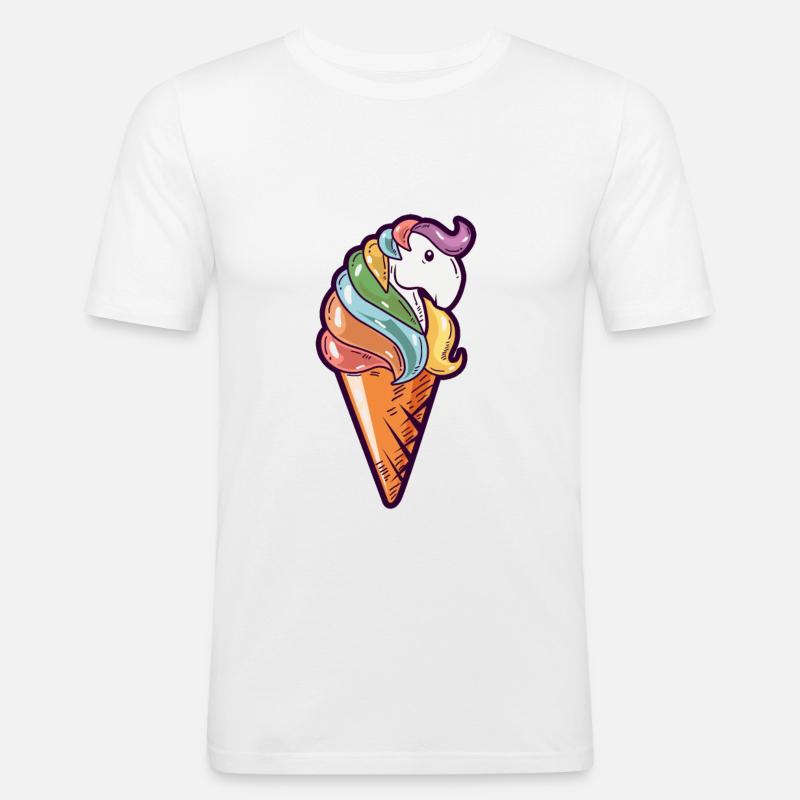 Pferd Eiskugel Regenbogen Eis - Männer Slim Fit T-Shirt - Weiß