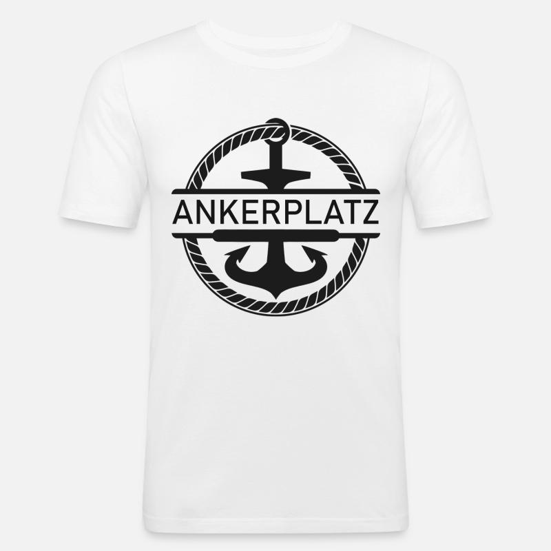 Ankerplatz mit Schiff Anker - Männer Slim Fit T-Shirt - Weiß