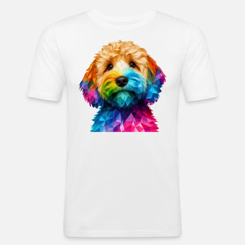 Moderner geometrischer Hundeschnauzen-Cockapoo - Männer Slim Fit T-Shirt - Weiß