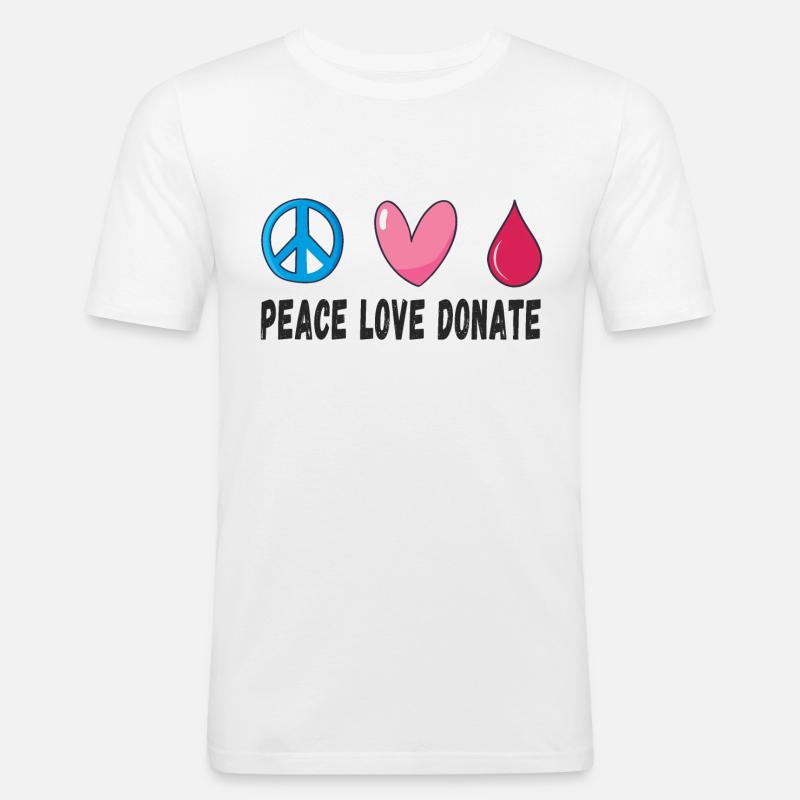 Friede Liebe Spende Blut - Männer Slim Fit T-Shirt - Weiß