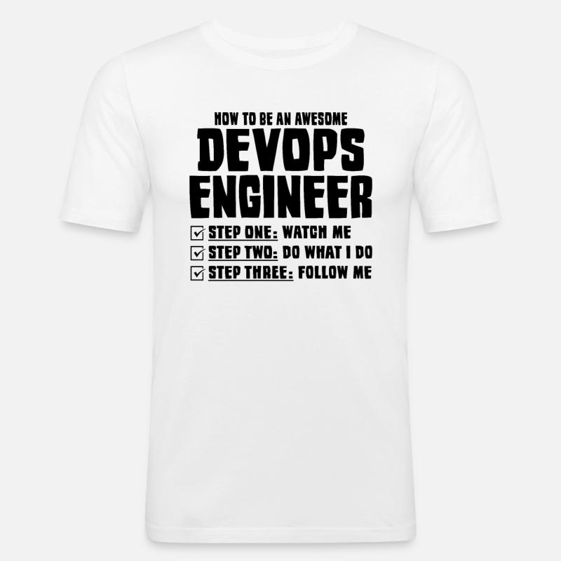 Devops Sys-Admin Entwickler - Männer Slim Fit T-Shirt - Weiß
