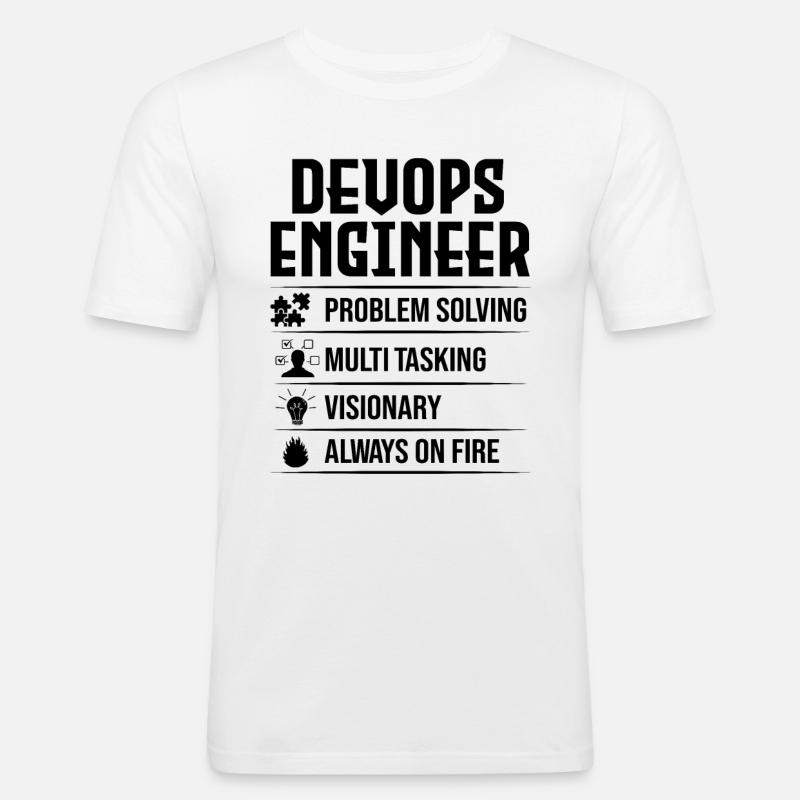 Devops Sys-Admin Entwickler - Männer Slim Fit T-Shirt - Weiß