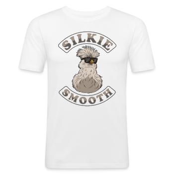 Silkie Smooth Chinese Silk Poulet - T-shirt près du corps Homme - blanc - Devant - Nik (191cm)