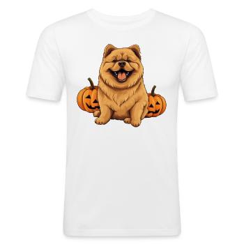 Chihuahua Dog Pumpkin Lazy Halloween Party Costume - Men's Slim Fit T-Shirt - white - Front - Nik (191cm)
