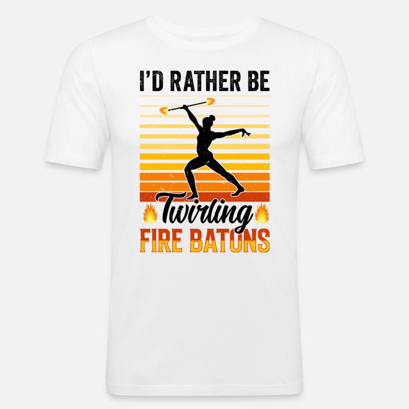 Feuerbaton Feuertanz Feuertänzer Feuertänzerin - Männer Slim Fit T-Shirt - Weiß