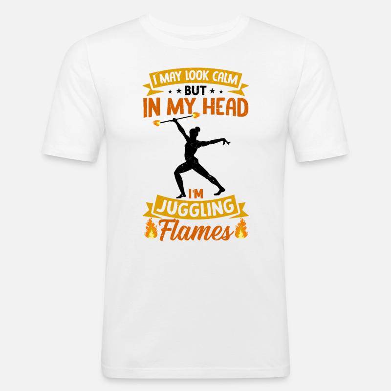 Feuerbaton Feuertanz Feuertänzer Feuertänzerin - Männer Slim Fit T-Shirt - Weiß