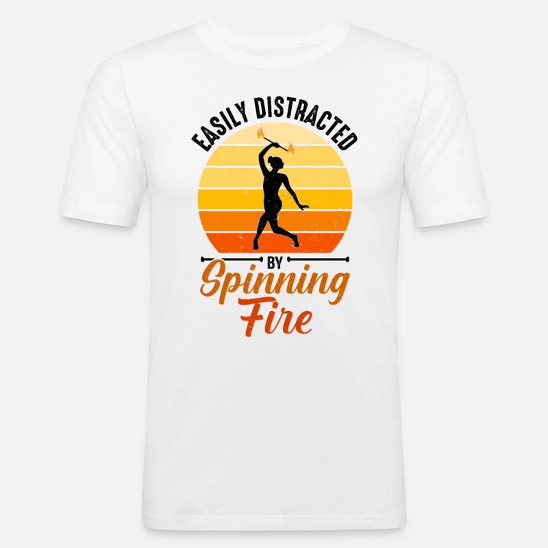 Feuerbaton Feuertanz Feuertänzer Feuertänzerin - Männer Slim Fit T-Shirt - Weiß