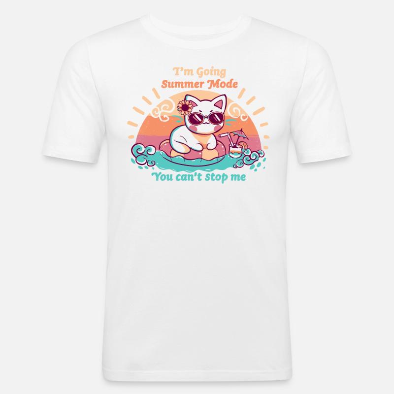Sommer-Modus - Männer Slim Fit T-Shirt - Weiß