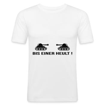 Bis einer heult Panzer Frieden Weltfrieden Krieg - Männer Slim Fit T-Shirt - Weiß - Vorne - Nik (191cm)