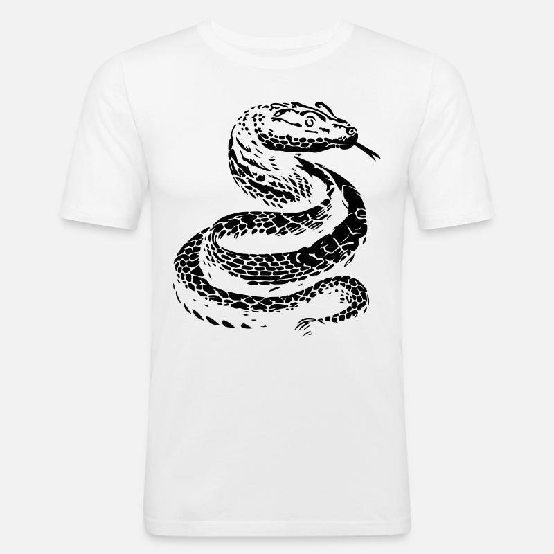 Schlange Silhouette - Männer Slim Fit T-Shirt - Weiß