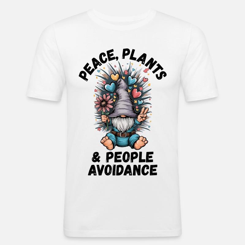 Peace, Plants and People Avoidance - Men's Slim Fit T-Shirt - white