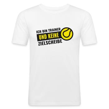 Tennistrainer - Männer Slim Fit T-Shirt - Weiß - Vorne - Nik (191cm)