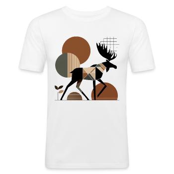 Geometrischer Elch - Männer Slim Fit T-Shirt - Weiß - Vorne - Nik (191cm)