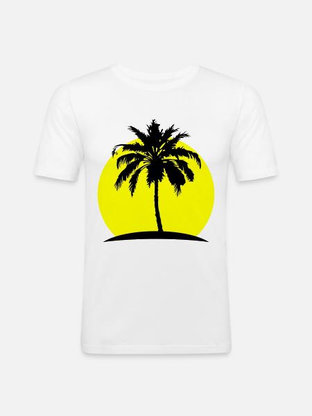 Palm Silhouette Symbol - Men's Slim Fit T-Shirt - white