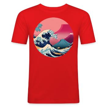 The Great Retro Wave - Men's Slim Fit T-Shirt - red - Front - Jaron (178cm)