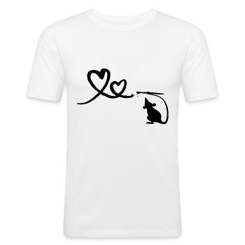 Rat with Brush Hearts Street Art - Men's Slim Fit T-Shirt - white - Front - Nik (191cm)