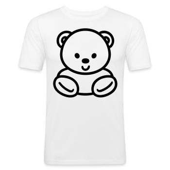 Teddybär - Männer Slim Fit T-Shirt - Weiß - Vorne - Nik (191cm)