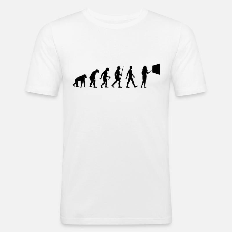 Lehrerin Evolution Schule Frauen - Männer Slim Fit T-Shirt - Weiß