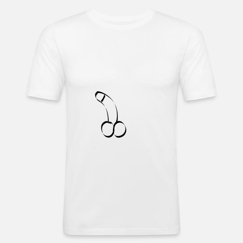 Pénis bite support gode - T-shirt près du corps Homme - blanc