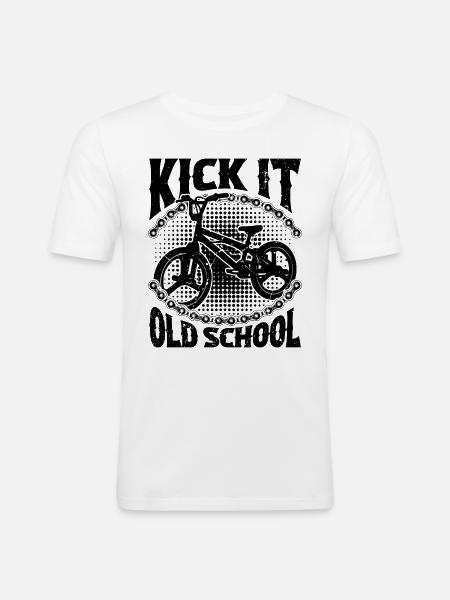 Kick It Old School BMX Racing Cycling BMX Rider - Men's Slim Fit T-Shirt - white
