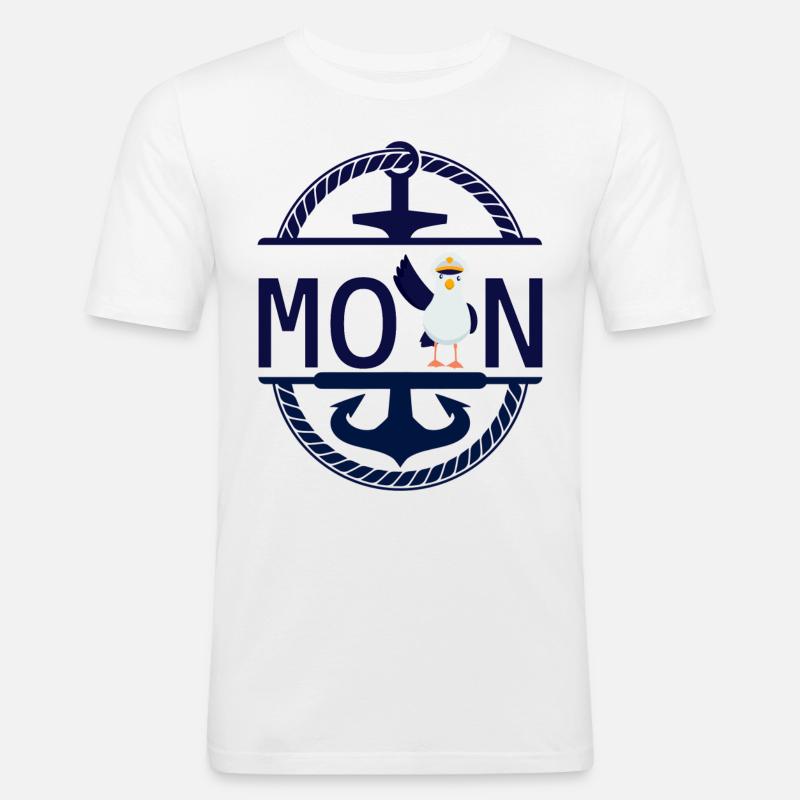 Moin Möwe und Schiff Anker - Männer Slim Fit T-Shirt - Weiß