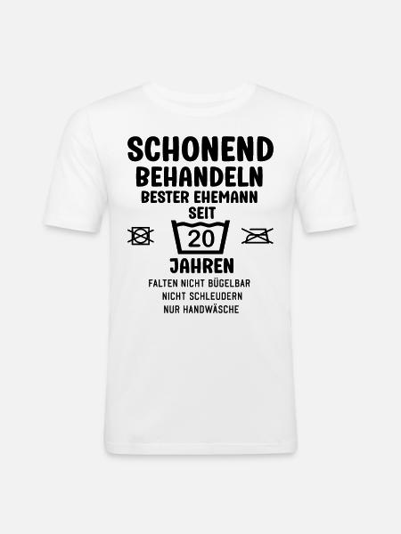 Bitte schonend behandeln 20 Jahre Verheiratet - Männer Slim Fit T-Shirt - Weiß