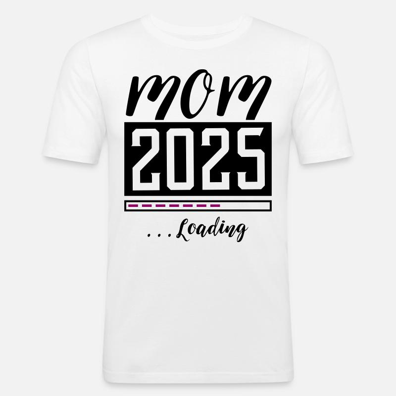 Mama 2025 Mom Loading - Männer Slim Fit T-Shirt - Weiß