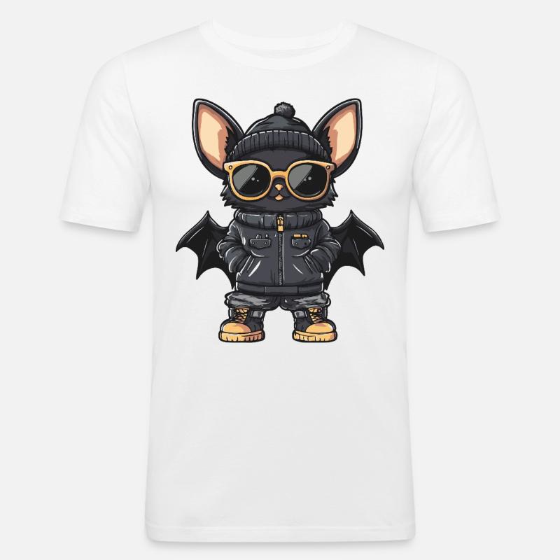 Fledermaus Cool Comic - Männer Slim Fit T-Shirt - Weiß