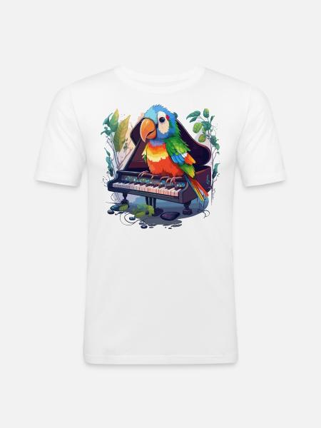 Parrot Pianist - Men's Slim Fit T-Shirt - white