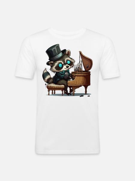 Schaukelnder Waschbär - Männer Slim Fit T-Shirt - Weiß