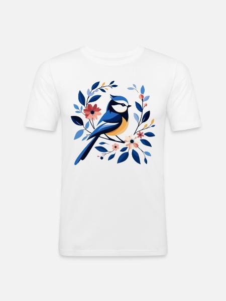 Blaumeise - Männer Slim Fit T-Shirt - Weiß