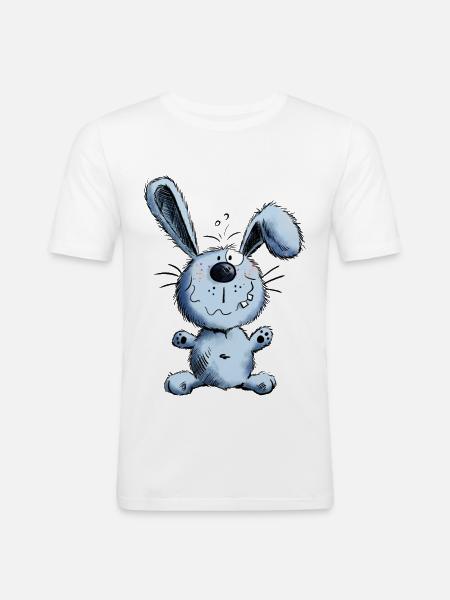 Lapin bleu - T-shirt près du corps Homme - blanc
