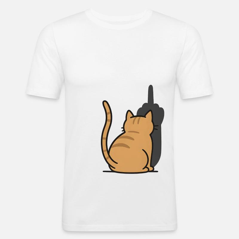 Erkenne die Zeichen Katze Mittelfinger - Männer Slim Fit T-Shirt - Weiß