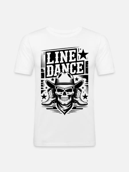 Line Dance – Western Skull Cowboy Tanz - Men's Slim Fit T-Shirt - white