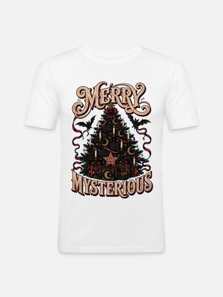 Merry and Mysterious Christmas Tree - Men's Slim Fit T-Shirt - white