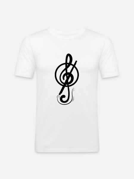 Querflöte - Männer Slim Fit T-Shirt - Weiß