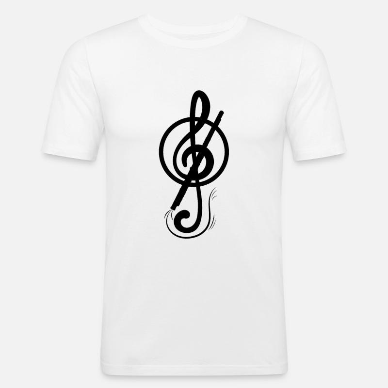 Querflöte - Männer Slim Fit T-Shirt - Weiß