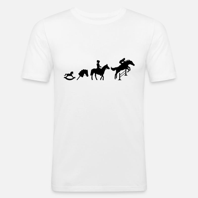 Evolution Springreiter - Männer Slim Fit T-Shirt - Weiß