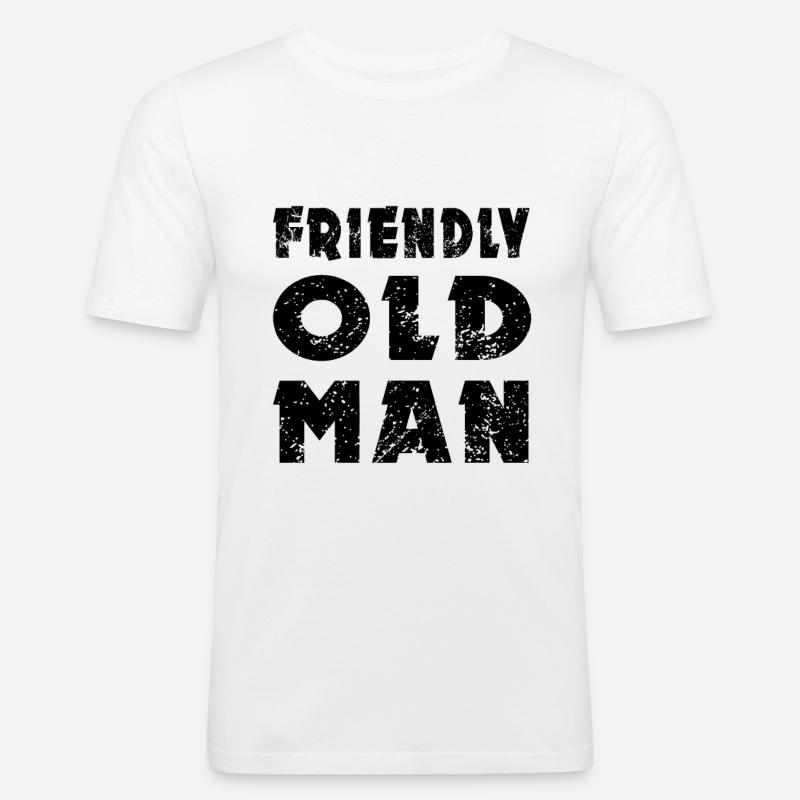 Old Man - Männer Slim Fit T-Shirt - Weiß