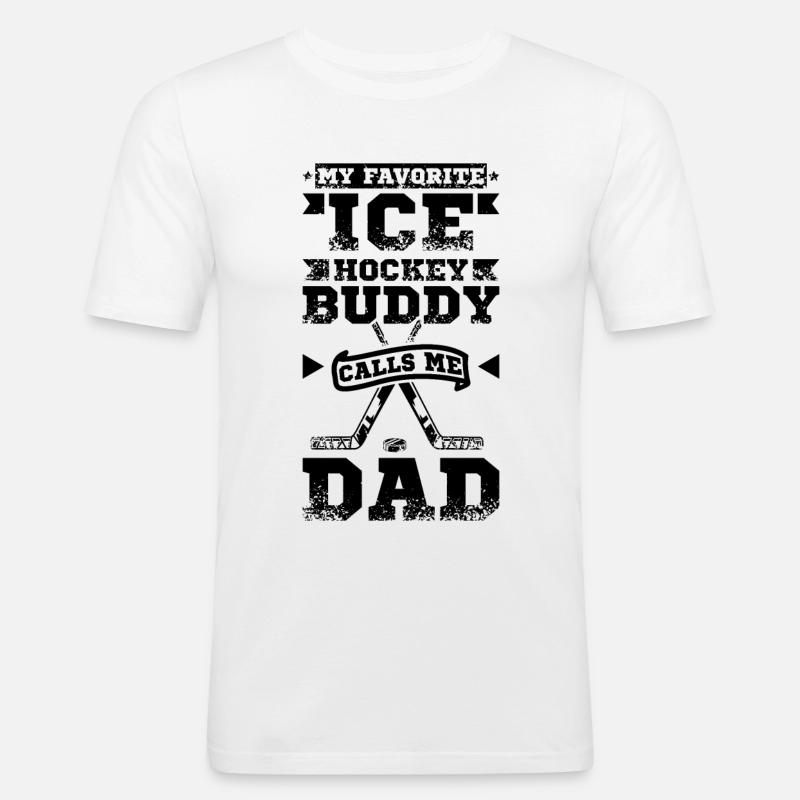 Dad Eishockey Duddy - Männer Slim Fit T-Shirt - Weiß