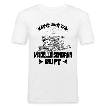 Modelleisenbahn - Männer Slim Fit T-Shirt - Weiß - Vorne - Nik (191cm)