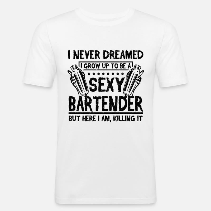Sexy Bartender - Männer Slim Fit T-Shirt - Weiß