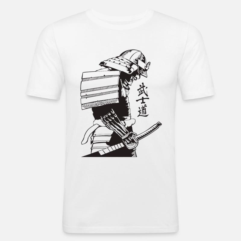 Samurai - Männer Slim Fit T-Shirt - Weiß