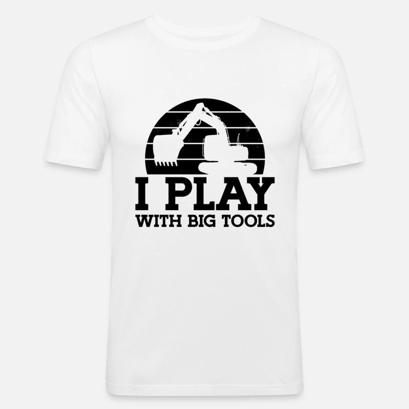 Bauarbeiter Baggern Baggerfahrer Geschenkidee - Männer Slim Fit T-Shirt - Weiß