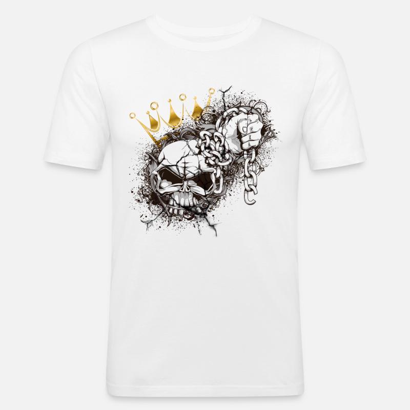 King Krone - Männer Slim Fit T-Shirt - Weiß