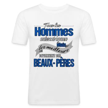 Beau père - beau-père - T-shirt près du corps Homme - blanc - Devant - Nik (191cm)
