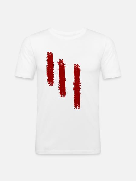 retro brugt look moderne kunst røde linjer - Herre Slim Fit T-Shirt - hvid