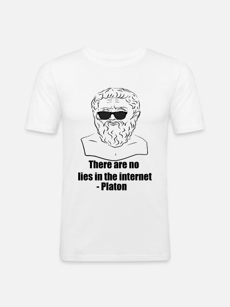 Platon - Männer Slim Fit T-Shirt - Weiß