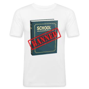 Livre interdit - T-shirt près du corps Homme - blanc - Devant - Nik (191cm)